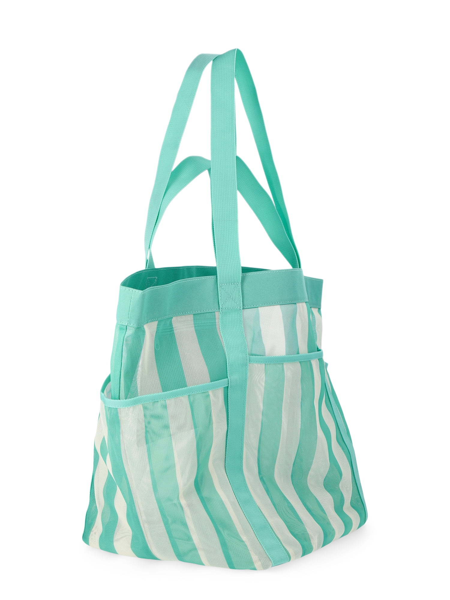 No Boundaries Women's Mesh Tote Bag, Jade Stripe