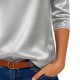 thumbnail image 5 of TaTaai 2026 Spring Women’s Cowl Neck Draped Tee 3/4 Sleeve Loose Blouse Casual Solid Color Fashion Top Satin Texture Polyester Daily Shirt Gift, 5 of 5