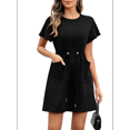 thumbnail image 2 of Women Spring Summer Dresses 2025 Casual Round Neck Ruffle Short Sleeve Flowy A Line Mini Dress with Pockets Black XXL, 2 of 8