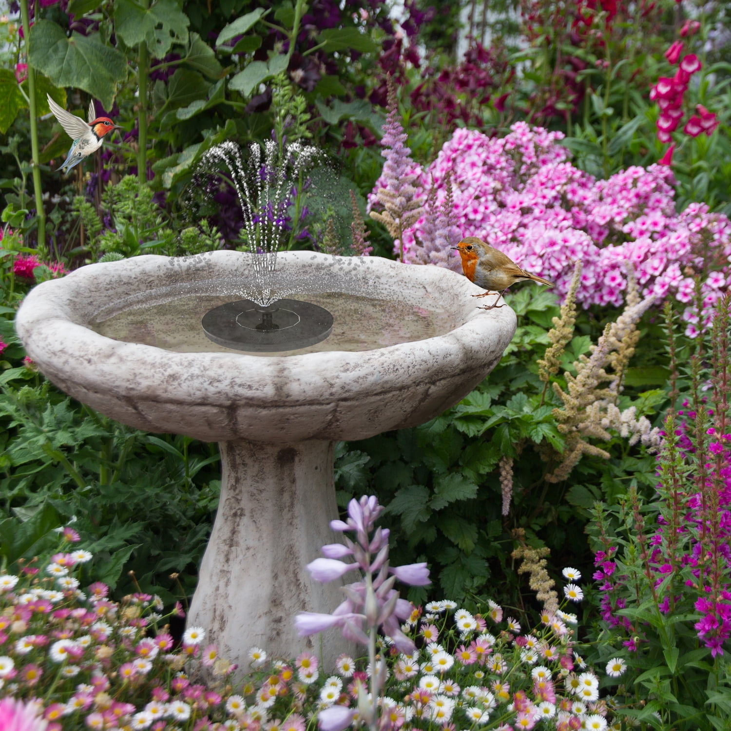 Dartwood Solar Bird Bath And Water Fountain With 4 Different Nozzle ...