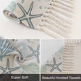 thumbnail image 6 of Aqua Teal Coastal Bathroom Rug 2'x3', Summer Beach Starfish Coral Nautical Low Profile Front Entryway Rug with Tassels, Woven Cotton Washable Kitchen Mat Carpet for Foyer Bedroom Back Door Decor, 6 of 9