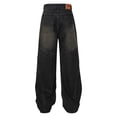 thumbnail image 4 of Men Loose Fit Jeans with Frayed Hem Washed Finish Slight Stretch for Casual Everyday Wear Durable Denim Pants Style, 4 of 17