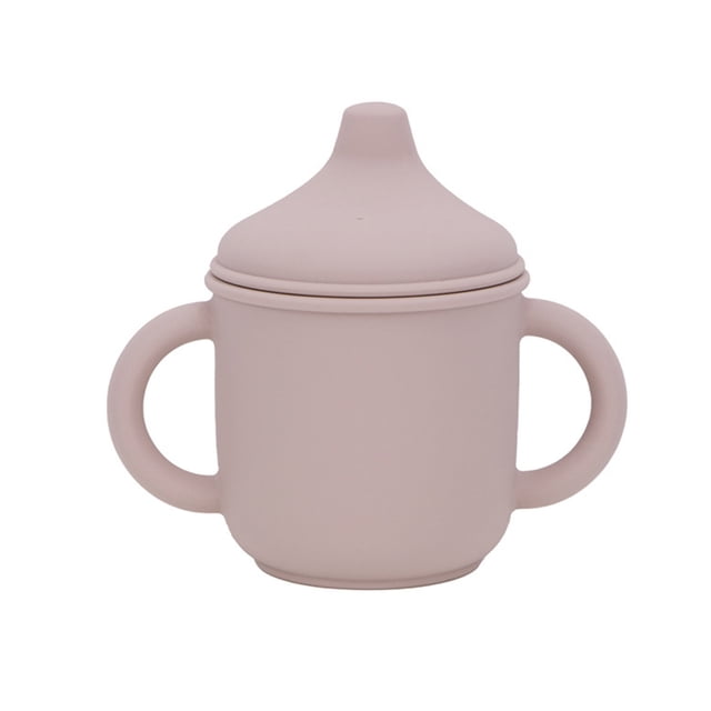 Taza para sorber de silicona y taza de entrenamiento para bebé, boquilla suave y asas, agarre fácil irrompible