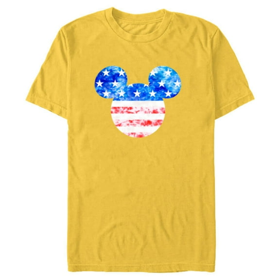 Disney Mickey Mouse American Flag Tie Dye - Short Sleeve Blended T-Shirt for Adults - Customized-Yellow