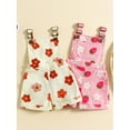 thumbnail image 3 of Kids Little Girl Denim Overalls 6 12 18 24 Months 2T 3T 4T 5T 6T Flower/Strawberry Print Jeans Overalls Strap Suspender Shorts Outfit, 3 of 9