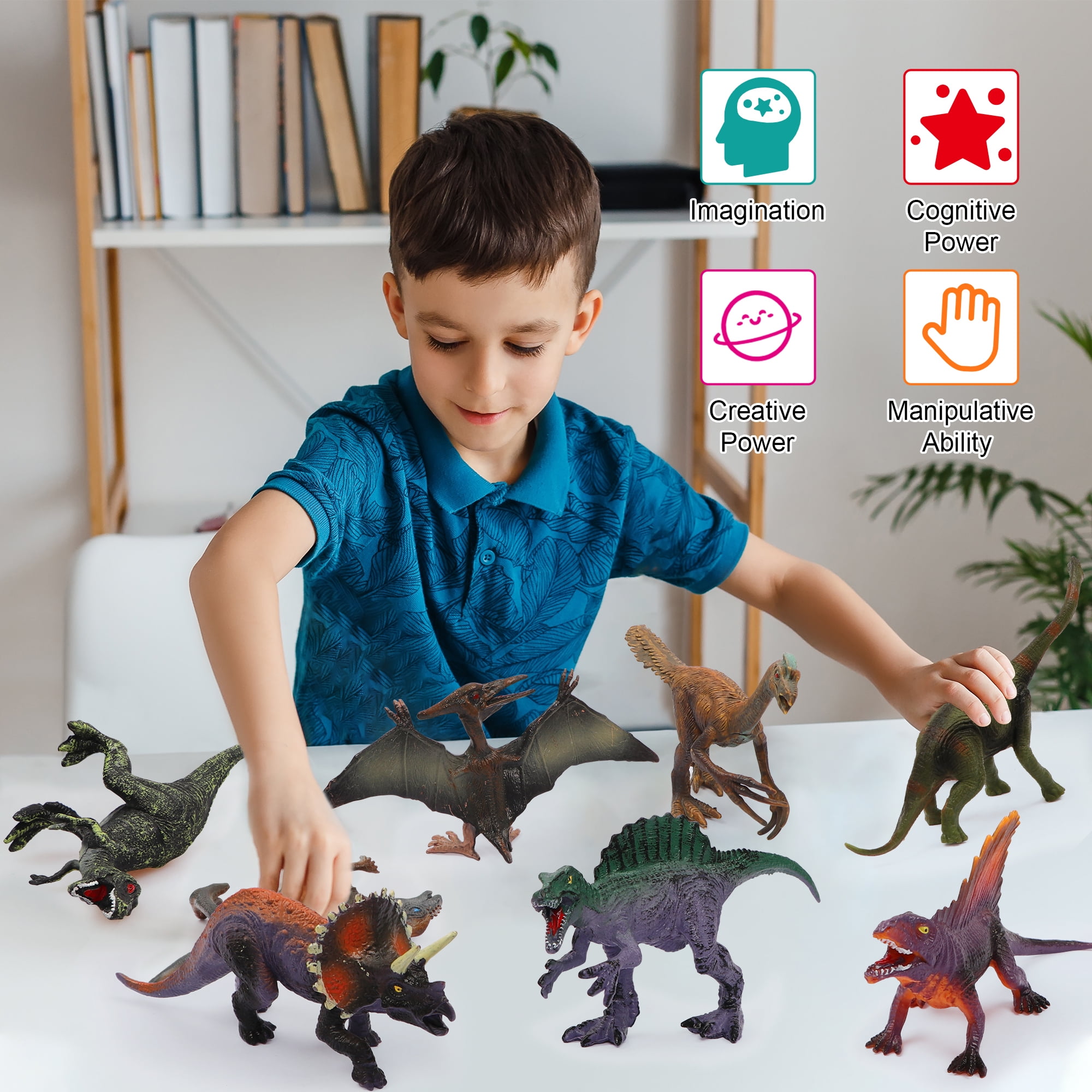 Beefunni Dinosaur Toys with 12 Dinosaur Figures,Educational Realistic Dinosaur Play Set Including Play Mat, Gift for Boys Girls Age 3-12