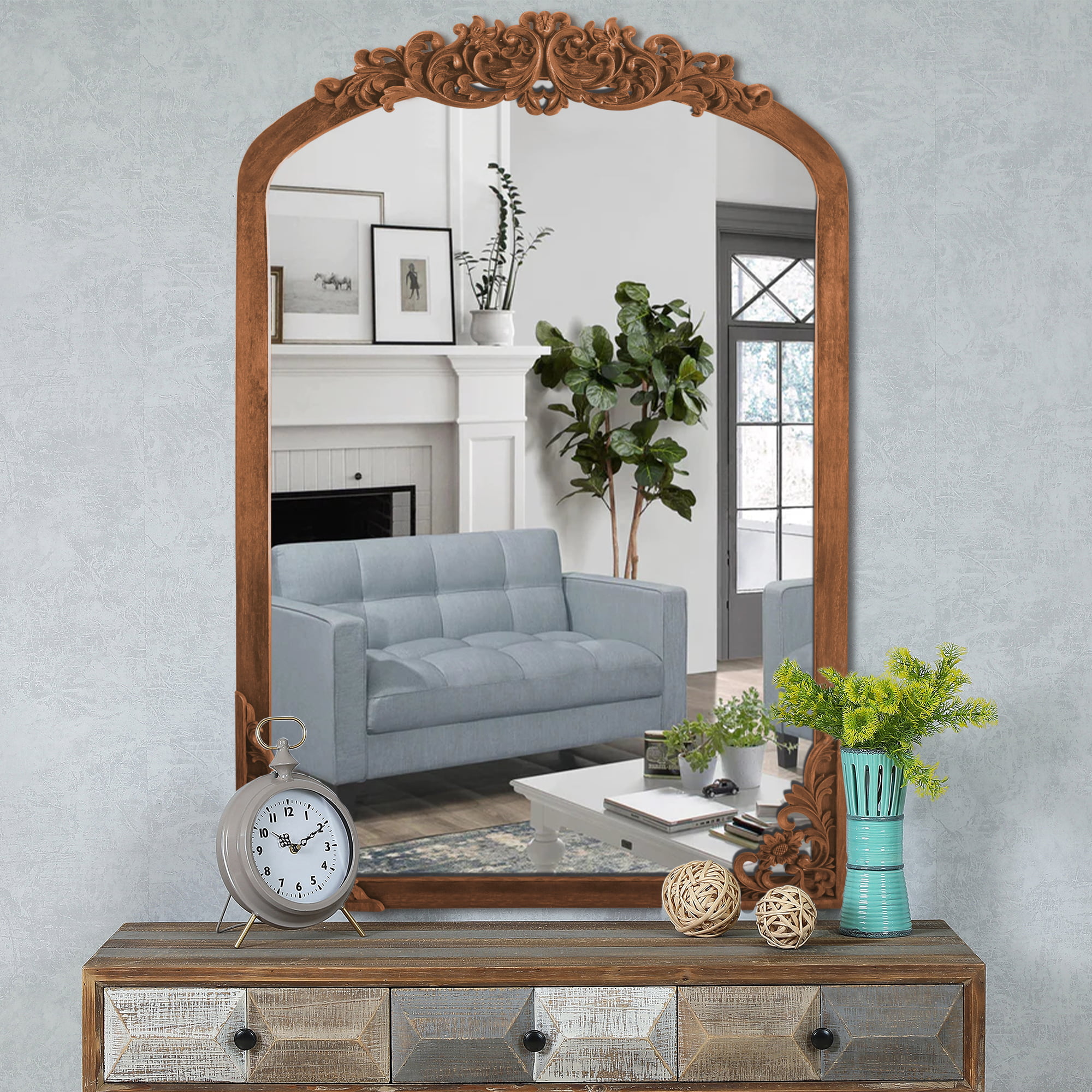 Buy Glass Wood Vintage Mirror For Home Decor And Living Space Online - Ikiru