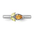 thumbnail image 4 of Sterling Silver Stackable Expressions Rhodium-plated Textured Citrine and Peridot Flower Ring, 4 of 7