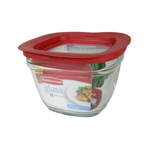 Rubbermaid 2856005 Food Storage Container, Square, Glass, 5.5Cup