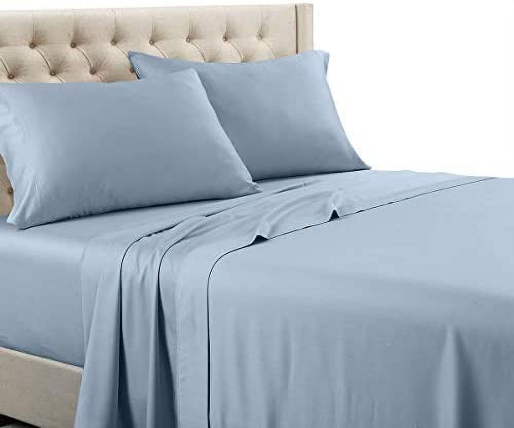 Solid 600 Thread Count, 100Percent Cotton Full Bed Set (Blue