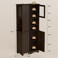 thumbnail image 3 of Gizoon Tall Bathroom Storage Tower, Freestanding Linen Cabinet with Two-Way Doors, Adjustable Shelves, Anti-Tip Floor Cabinet, for Home, Kitchen, Living Room, Dark Brown, 3 of 16
