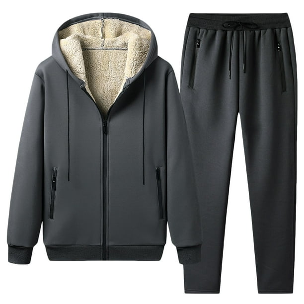 Winter Tracksuits Men Set Casual Thicken Fleece Warm Hooded Jacket Pants  Spring Sweatshirt Sportswear Coats Hoodie Track Suits
