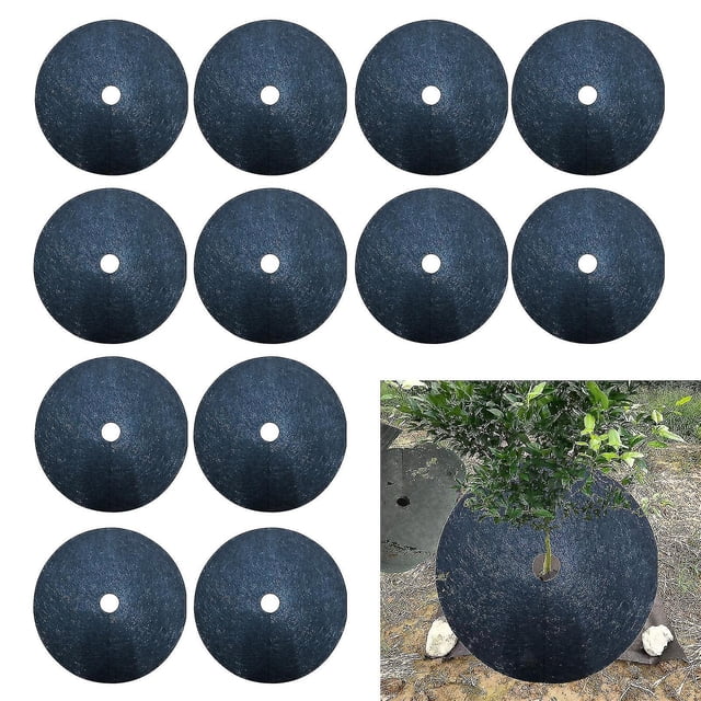 12 Uds. Almohadillas de protección para árboles con anillo de mantillo, almohadillas para malezas no tejidas para protección de árboles, 15cm de diámetro