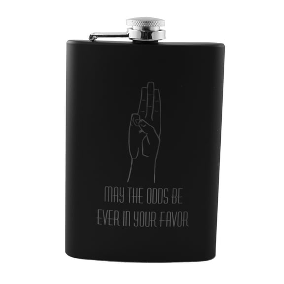 8oz BLACK May the Odds Be Ever In Your Favor Flask L1