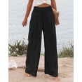 thumbnail image 3 of Pantalones casuales de verano para mujer, pantalones de cintura alta, palazzo suelto con bolsillos, 3 of 5