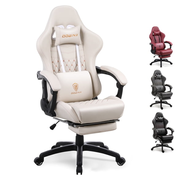 Silla Gamer Pro Dowinx | Ergonómica, Reclinable 180°, Masaje Lumbar USB, Reposapiés Retráctil, Ajustable | Cuero Sintético Premium