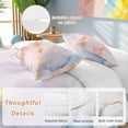 thumbnail image 2 of 3 Piece Pink Blue Marble Duvet Cover Set Twin Size, Microfiber Comforter/Quilt Cover with Corner Ties and 2 Pillowcases, Ink Painting Modern Abstract All Season Soft Bedding with Zipper Closure, 2 of 8