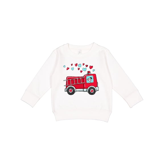 Inktastic Valentine Fire Truck with Cute Dalmatian and Hearts Toddler Sweatshirt