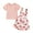 Pink, variant on Aojekbee Toddler Girl Summer Outfit Solid Color Ribbed Short Sleeve Tops and Flower Print Suspender Shorts Overalls 2Pcs Clothes Set