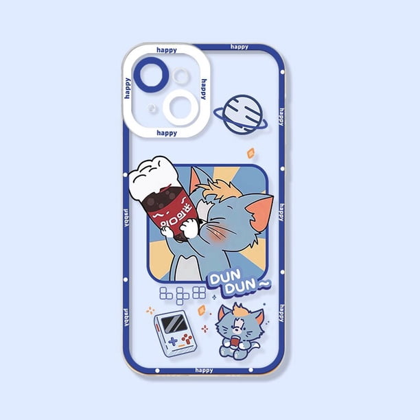 Funda de silicona suave con dibujo de ratón y gato para iPhone, carcasa transparente para modelos 14 Pro Max, 13, 12, 11 Mini, XR, XS, X, 8, 7, 6, 6S Plus, SE 2020 Fivean unisex