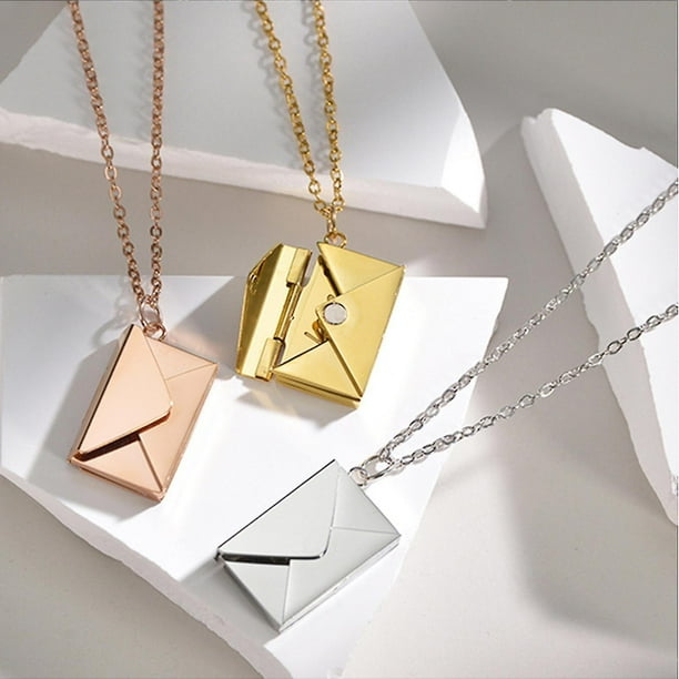 Envelope Love Letter Necklace For Women And Men Stainless Steel Engraved Locket With I Love You Secret Message Jewelry Gift For Couples Valentine s Walmart