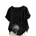 thumbnail image 2 of Lydiaunistar Summer Tops for Women Lightweight Polyester Casual Blouse, Button-Up Short Sleeve T-Shirt Perfect for Spring, Summer, and Fall Sizes SS-5XL, 2 of 4