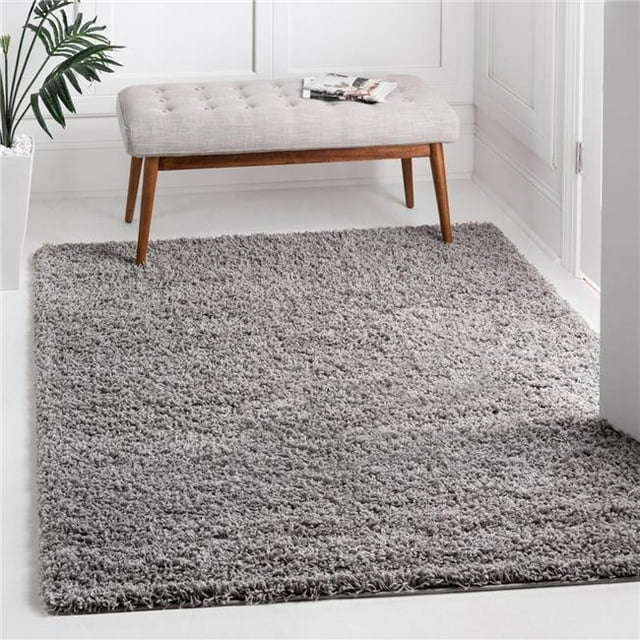 Unique Loom 3126195 8 ft. 2 in. x 8 ft. 2 in. Solid Shag Square Rug, Cloud Gray
