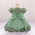 thumbnail image 5 of JIAYUE Girls Dresses Ball Gown Short Sleeve Crew Neck Sparkling Fairy Glitter Bowknot Floral Party Lovely Toddler Kids Dress, 5 of 9