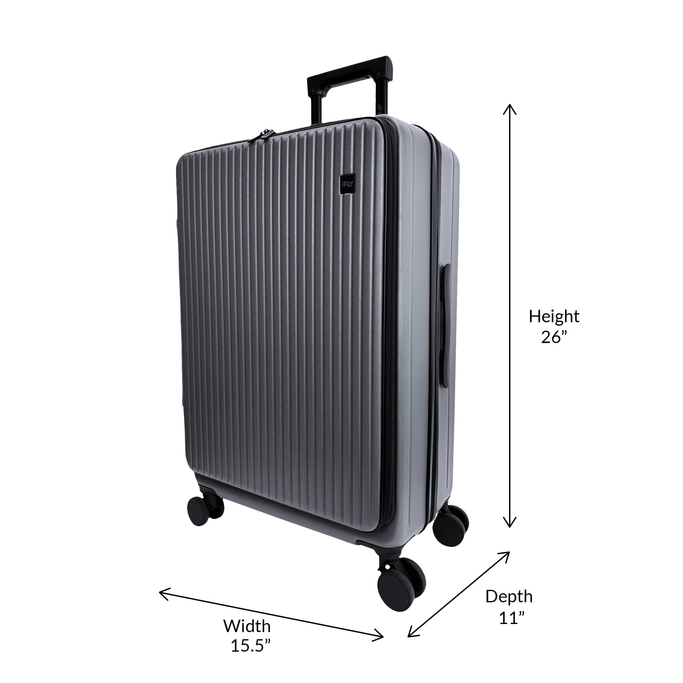 iFLY Quantum 24" Expandable Medium Checked Hardside Top-Opening Luggage, Charcoal