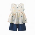 thumbnail image 4 of CAUYDY Toddler Girl Clothes Baby Summer Spring Outfits Cute Bow Button Smocked Ruffle Sleeve Tops ＋ Girls Shorts Set for Newborn Children (Sizes 18-24 Months,H03-Blue), 4 of 4