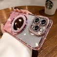 thumbnail image 7 of for iPhone 16 Plus Magnetic Glitter Kickstand Case, [Compatible with MagSafe] Girly Woman Makeup Mirror Cute Bling Rhinestones Cover + Camera Protector Ring Stand for iPhone 16 Plus (Pink), 7 of 7