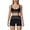Black, variant on PISONIC Two Piece Workout Sets for Women Color Block Sports Bra and High Waist Shorts Gym Yoga Active Wear Outfits