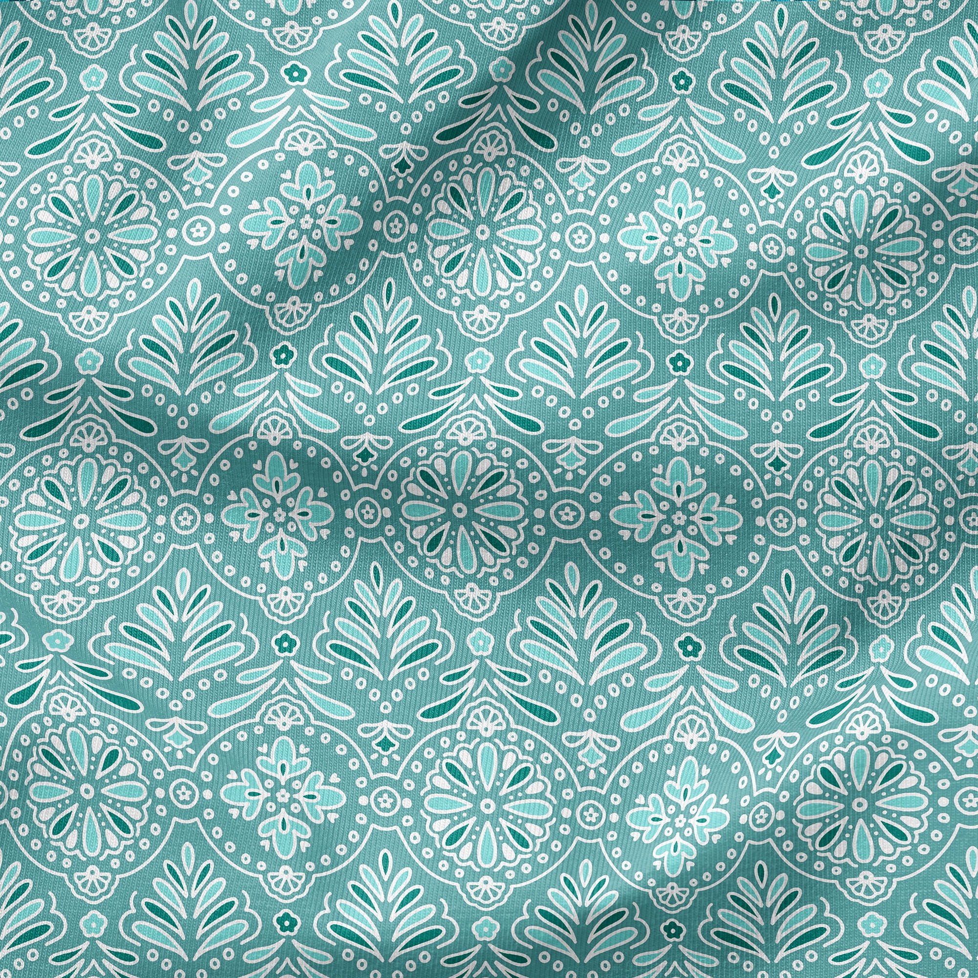 ARDEN Outdoor Dining Chair Cushion, 2 Pack, 20 x 20, Rain-Proof, Fade Resistant, Turquoise Daphne Medallion