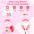 thumbnail image 4 of LOBKIN Kids Headphones,Bluetooth 5.4,Over Ear Kids Headphones with Mic 35H Playtime 85dB Safe Volume Limited Foldable Design for Girls Travel/School/Tablet (Pink), 4 of 10