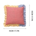 thumbnail image 3 of Linnome Plaid Ruffled Throw Pillow Three Color Patchwork Heart Decorative Cushion for Sofa Bedroom 17.72x17.72in, 3 of 8