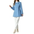 thumbnail image 2 of INSPIRE CHIC Women's Peter Pan Collar Double Breasted Winter Long Trench Pea Coat M Light Grey Blue, 2 of 6