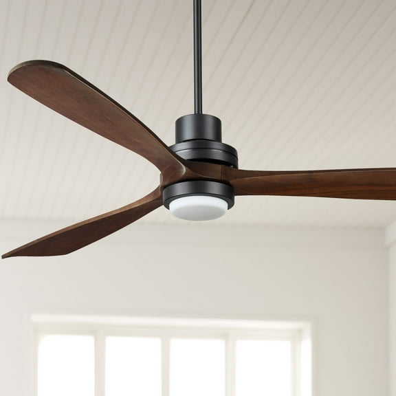 66" Casa Vieja Delta-Wing XL DC Industrial Indoor Ceiling Fan with LED Light Remote Control Matte Black Walnut Opal Glass for Living Room Kitchen