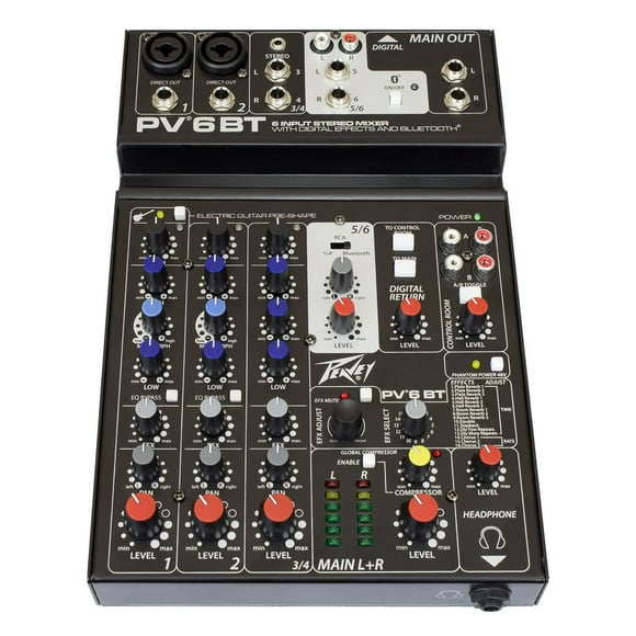 Mezclador compacto Peavey PV 6 BT de 6 canales con Bluetooth