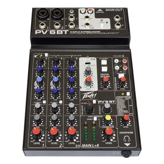 Mezclador compacto Peavey PV 6 BT de 6 canales con Bluetooth
