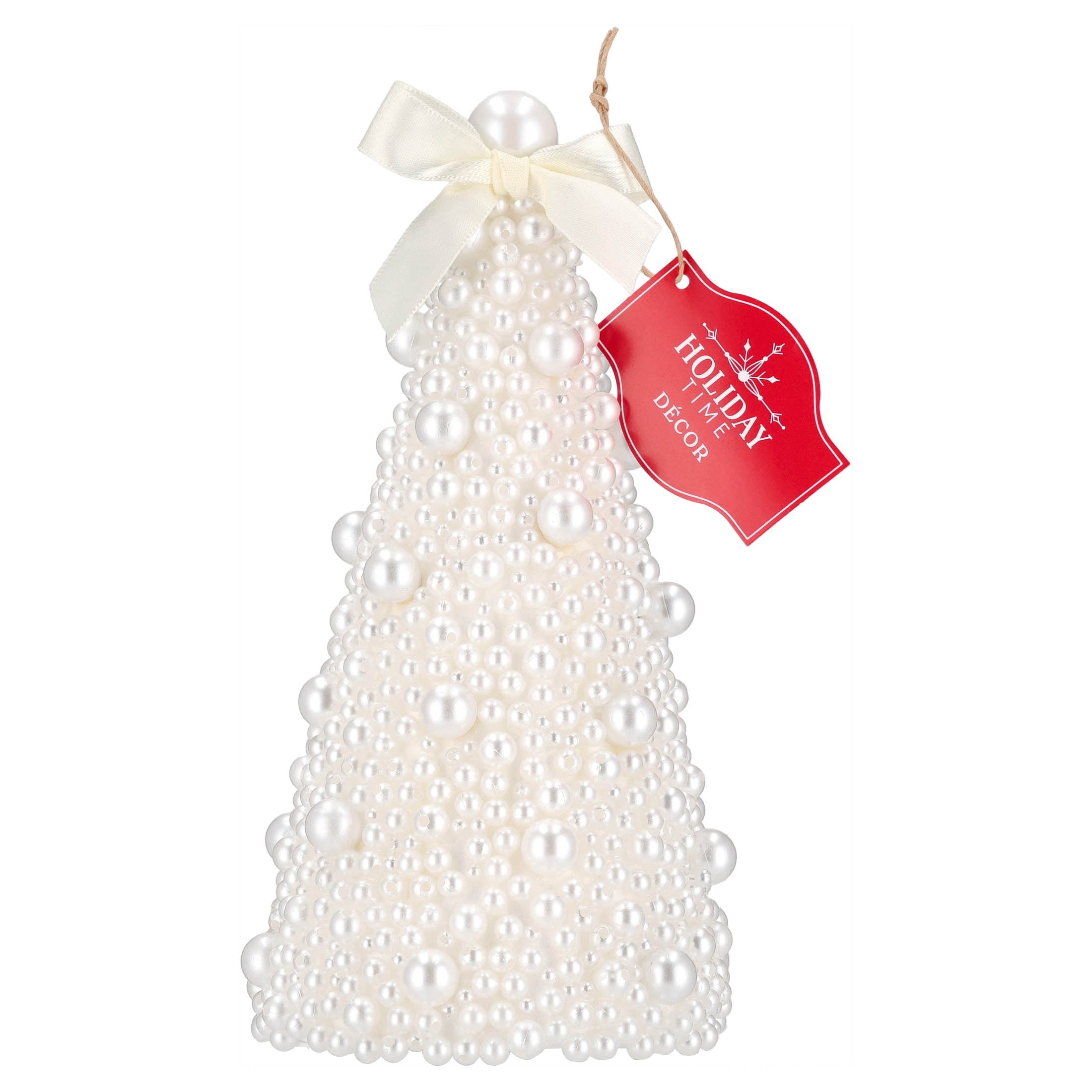Beaded Tree Christmas Decoration, Cream, 8", by Holiday Time