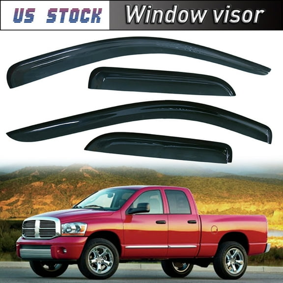 Possbay Window Visor Sun Rain Guard For Dodge Ram 1500 2500 3500 Extended Cab 2003-2008