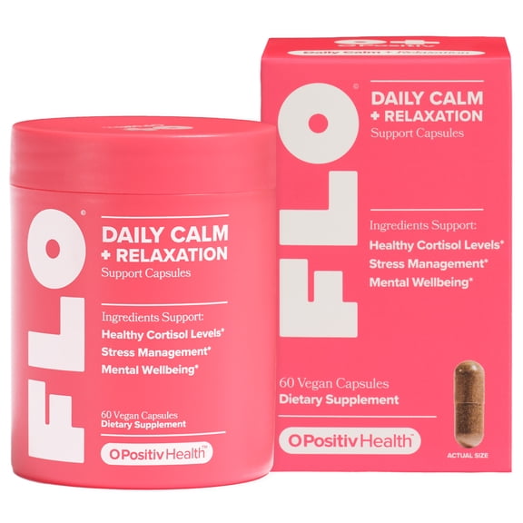 O Positiv FLO Daily Calm   Relaxation Support Capsules for Stress Management, 60 Count