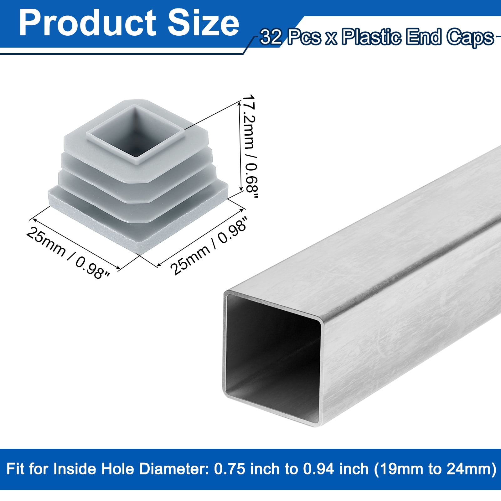 Unique Bargains Square Tubing End Caps Hole Plug Insert Tubing Chair Leg 1"