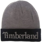 Timberland Jacquard Logo Cuffed Knit Hat Beanie Light Grey Heather