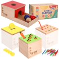 thumbnail image 1 of nanayo Kit de juego 4 en 1 que incluye caja de permanencia de objetos Juego de cosecha de zanahorias y monedas Montessori Juego de caída de colores con cerillas - Juguetes para bebés de 6 a 12 meses 1, 1 of 1