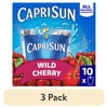 (3 pack) Capri Sun Flavored with Other Natural Flavor Juice Drink Blend, 10 Pouches, for School Lunches and On-the-Go Hydration, Wild Cherry, All Natural Ingredients, 6 fl oz