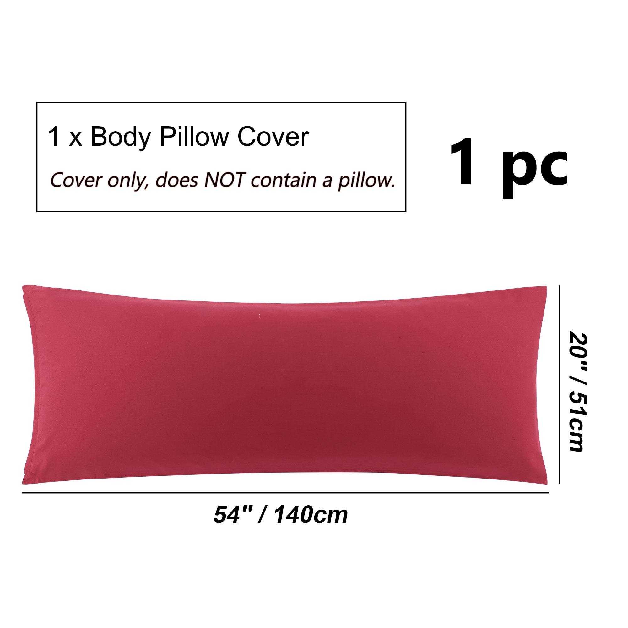 Unique Bargains 1 Pack Brushed Microfiber Body Pillowcase, 20" x 48", Burgundy