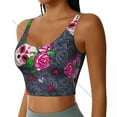 thumbnail image 2 of Women Sexy Sports Vest Sugar Skull And Roses Female Streetwear Sport Lingerie Tee Crop Top, 2 of 7