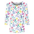 thumbnail image 4 of Hauts Décontractés pour Femmes Mode T-shirt Imprimé Jour de Pâques Manches 3/4 Blouse Col Rond Hauts Décontractés Hauts d'Été pour Femmes 2023 Liquidation en Liquidation, 4 of 5