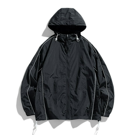 jjayotai Mens Coat Jacket Clearance Men's Sunscreen Suit Long Sleeved Hooded Casual Jacket